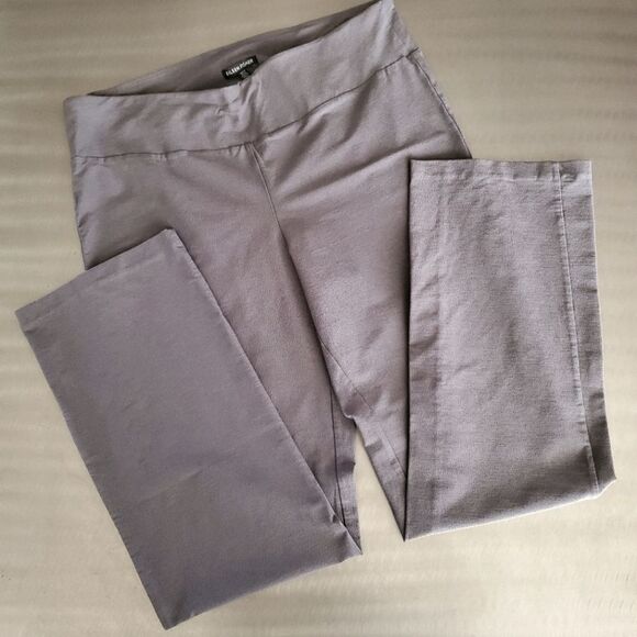 Eileen Fisher Washable Stretch Crepe Straight Leg Ankle Pull On Pants Gray Large - Picture 1 of 14